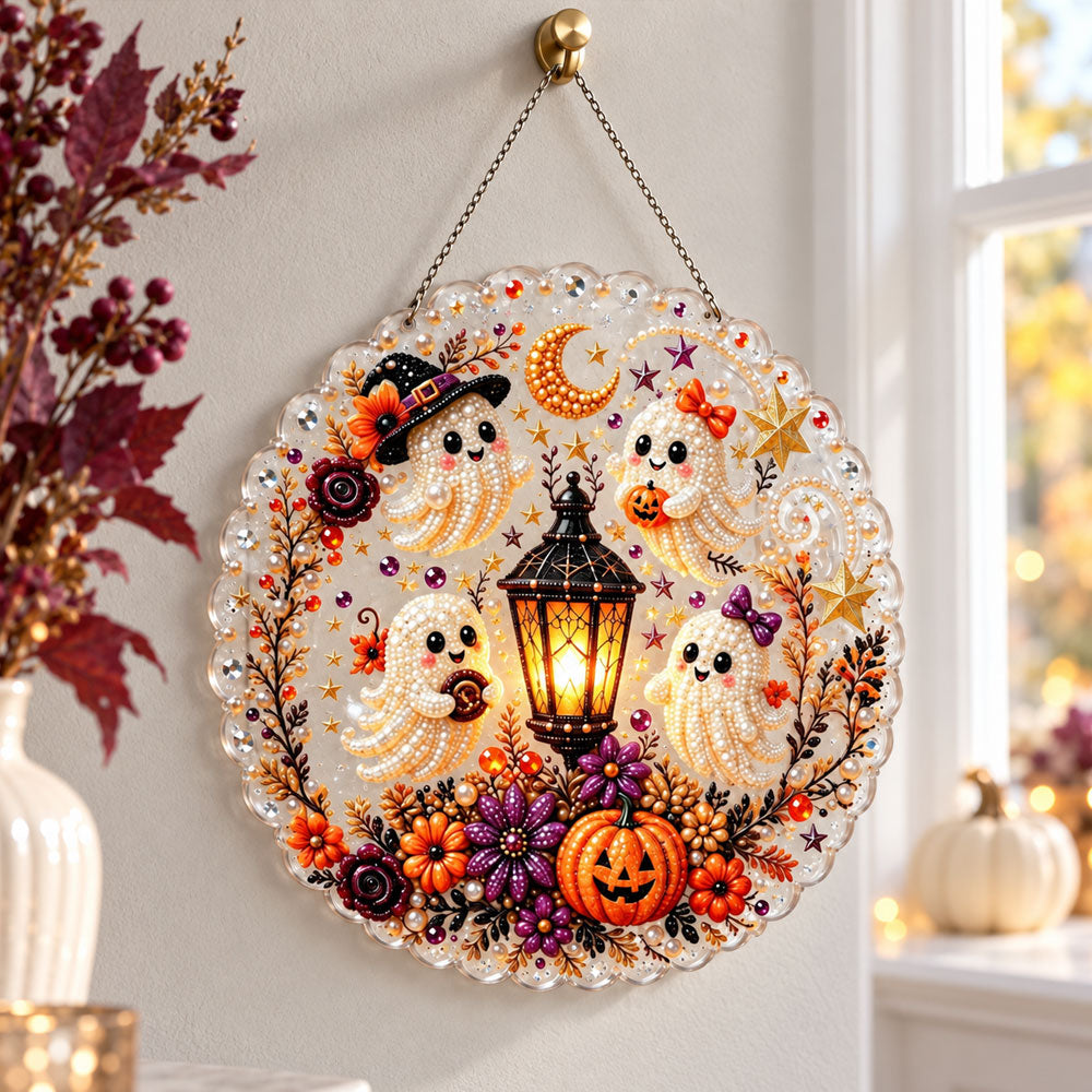 Four little ghosts lantern pearl diamond painting kit for beginners