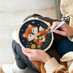 Creating handmade fox at night punch needle artwork