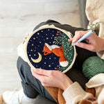 Creating handmade fox under the moon punch needle artwork