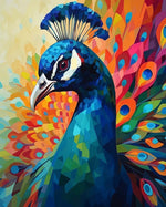 Fragmented geometric peacock cross stitch kit for beginners
