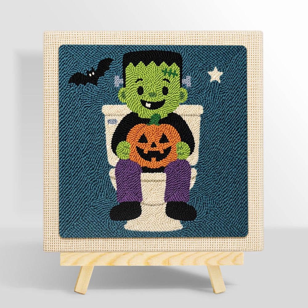 Frankenstein on toilet punch needle kit for beginners