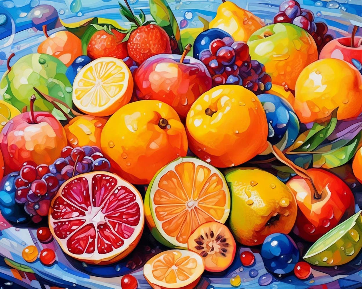 Fresh colorful summer fruits cross stitch kit for beginners