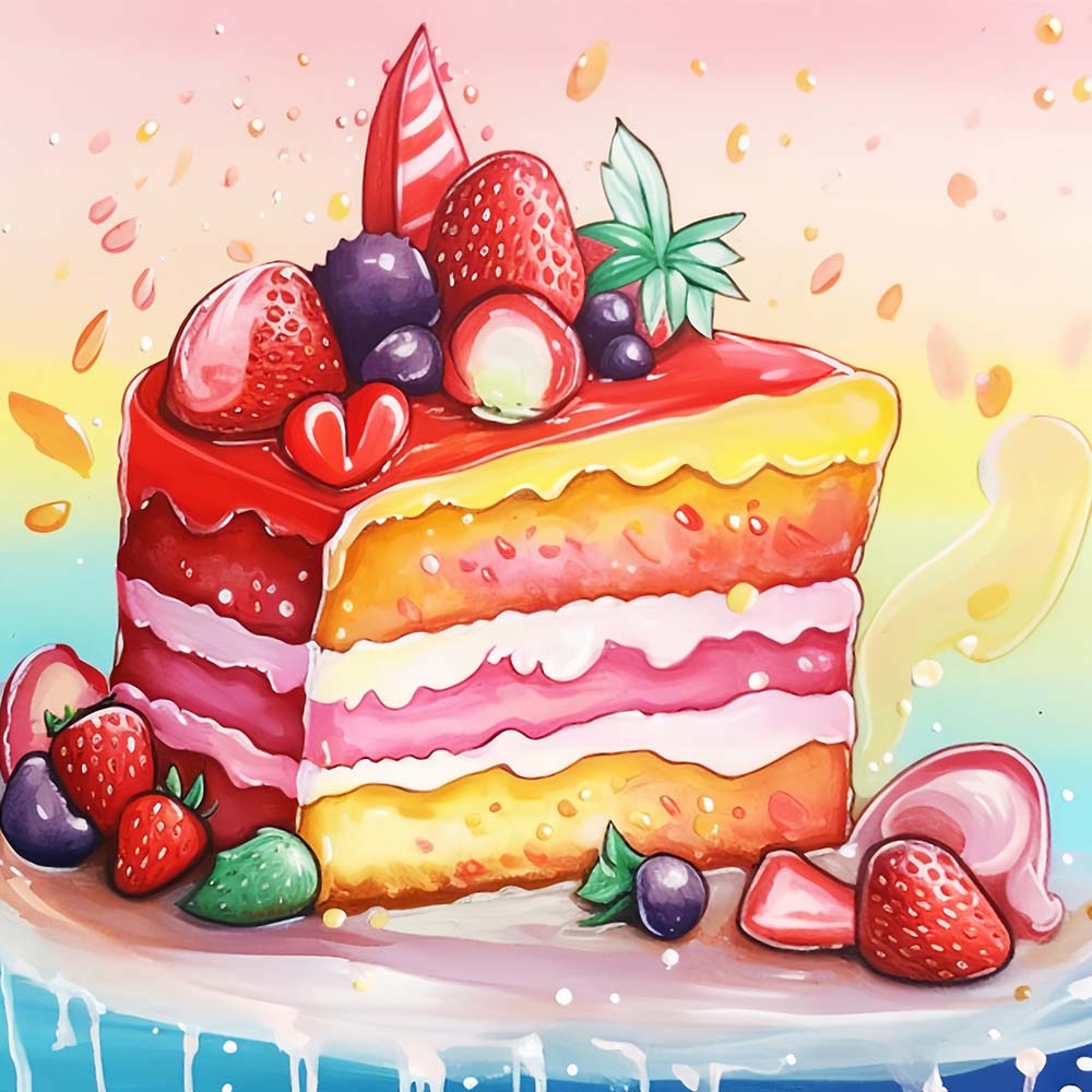 Fresh fruit layer cake cross stitch kit for beginners
