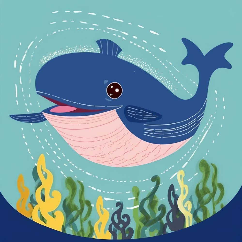 Friendly baby whale cross stitch kit for beginners