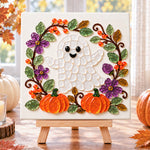 Friendly ghost sea glass art kit finished artwork on display