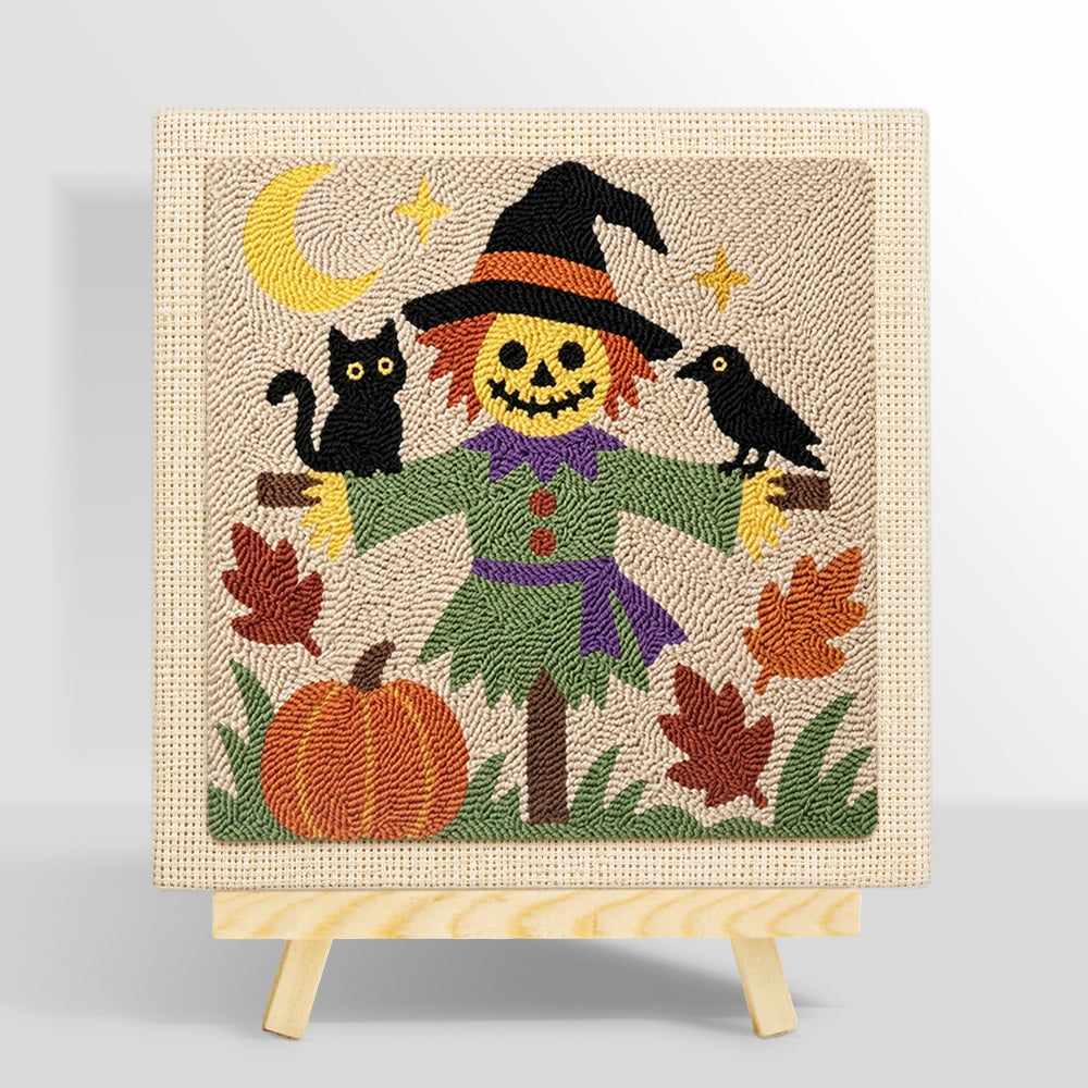 Friendly scarecrow punch needle kit for beginners