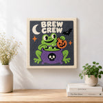 Finished frog brew crew artwork displayed on a wall