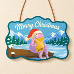 Frog christmas bells paint by numbers door hanger finished design