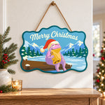 Frog christmas bells paint by numbers door hanger as indoor wall decor