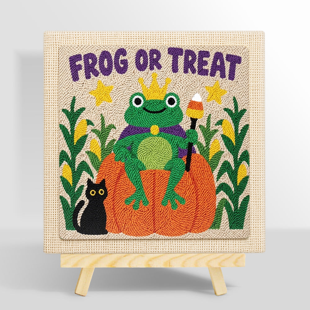 Frog or treat punch needle kit for beginners