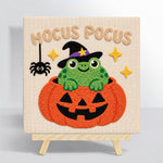 Frog witch inside pumpkin punch needle kit for beginners