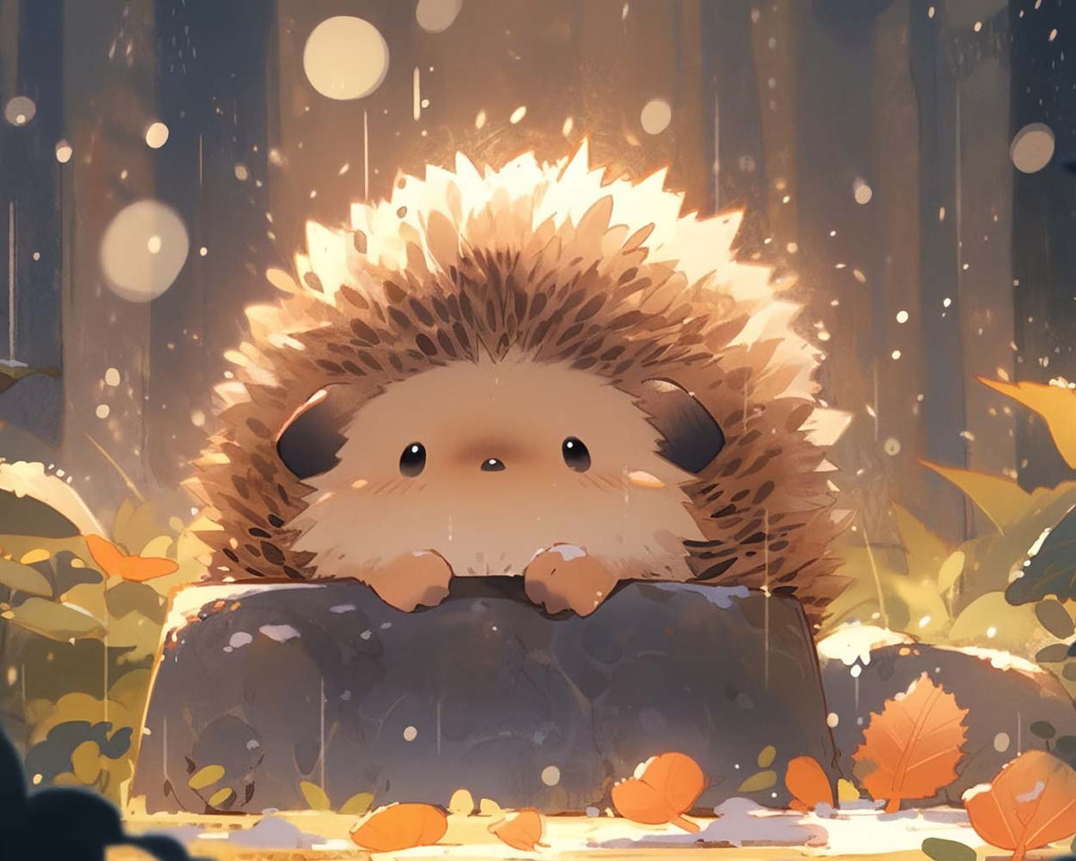 Frosty autumn hedgehog cross stitch kit for beginners