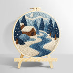 Frozen blue forest and cosy cabin punch needle kit for beginners