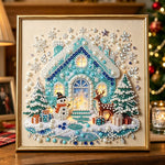 Frozen christmas cottage pearl diamond painting kit for beginners