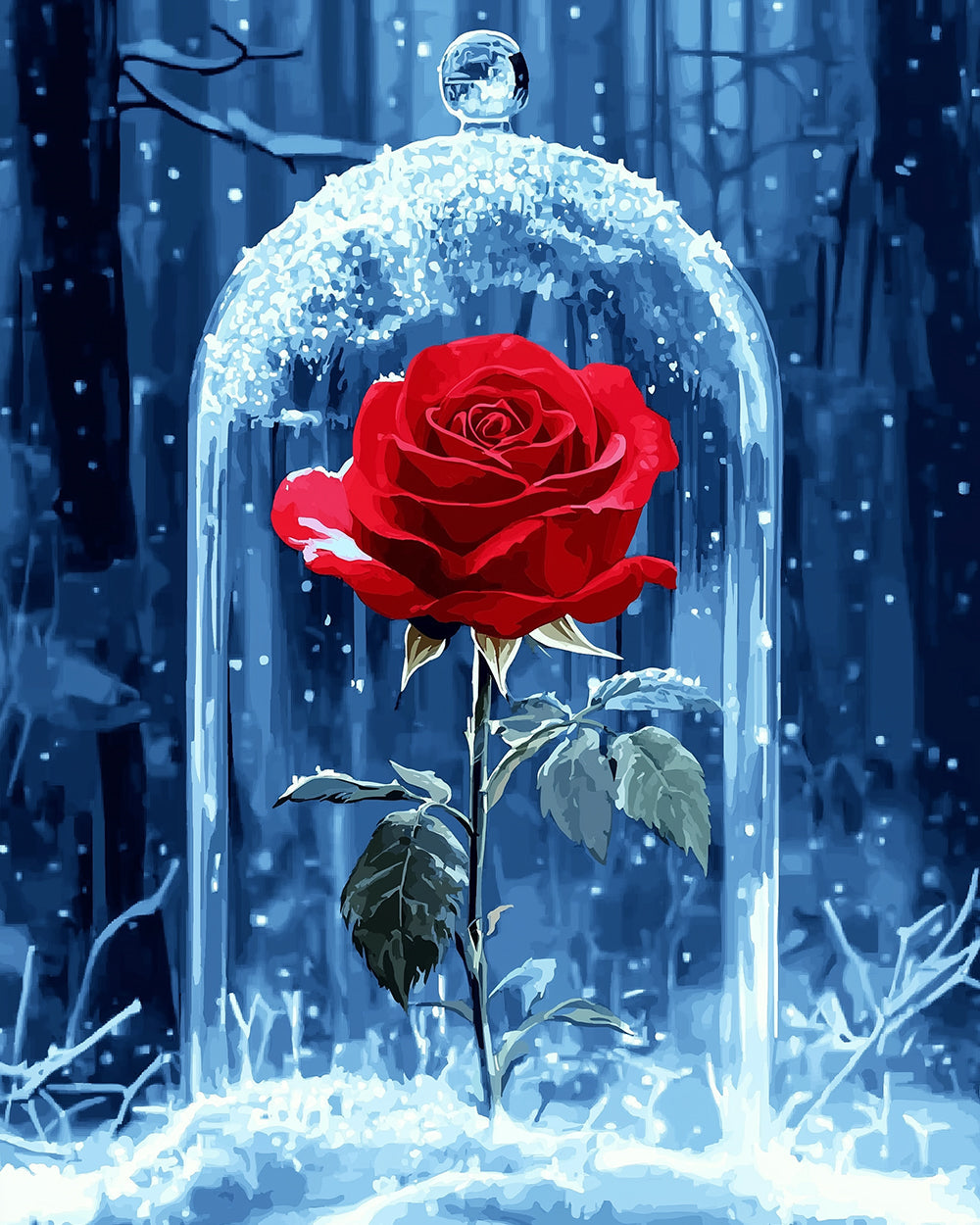 Frozen red rose cross stitch kit for beginners