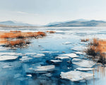Frozen winter lakeshore cross stitch kit for beginners
