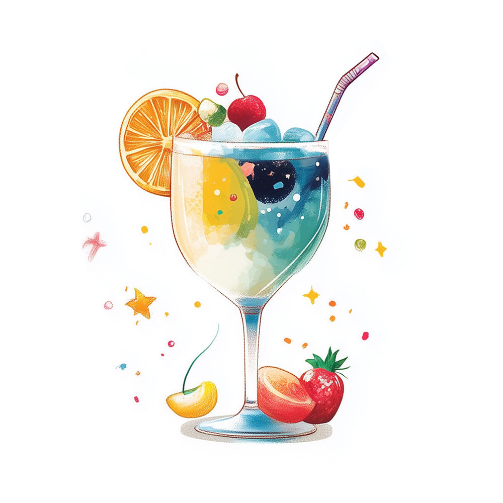 Fruity summer cocktail cross stitch kit for beginners