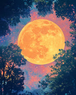 Full moon through tree canopy cross stitch kit for beginners