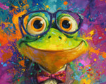 Funny frog with glasses and bowtie cross stitch kit for beginners