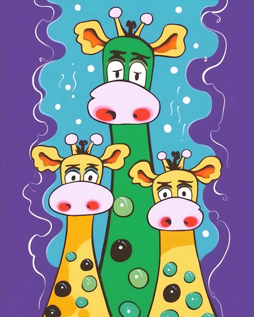 Funny giraffe family cross stitch kit for beginners