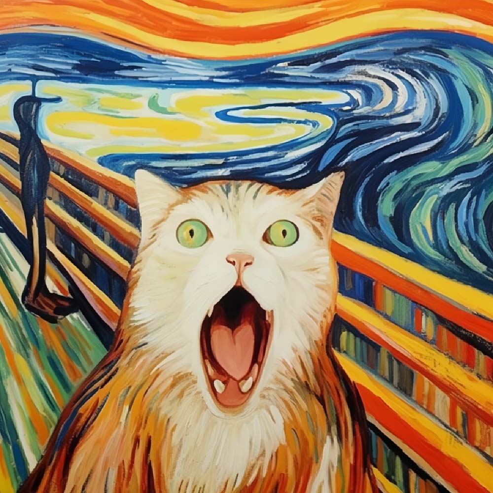 Funny screaming cat cross stitch kit for beginners