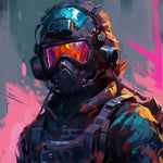 Futuristic tactical soldier portrait cross stitch kit for beginners