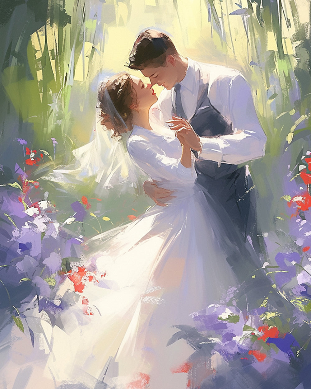 Garden wedding dance cross stitch kit for beginners