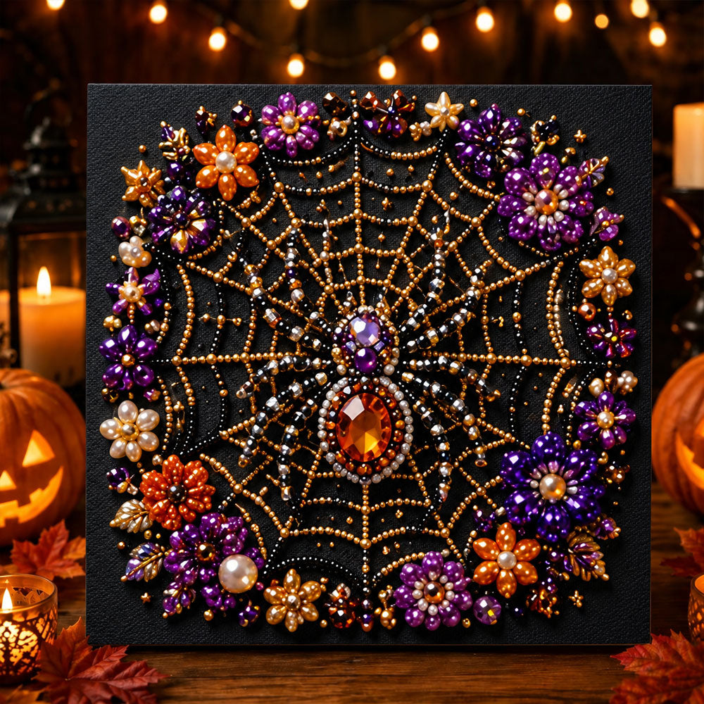 Gem spider web pearl diamond painting kit for beginners