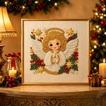 Finished gentle christmas angel pearl diamond painting artwork displayed as holiday home decor