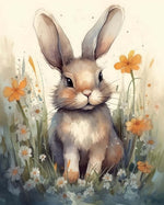 Gentle hare in daisy meadow cross stitch kit for beginners