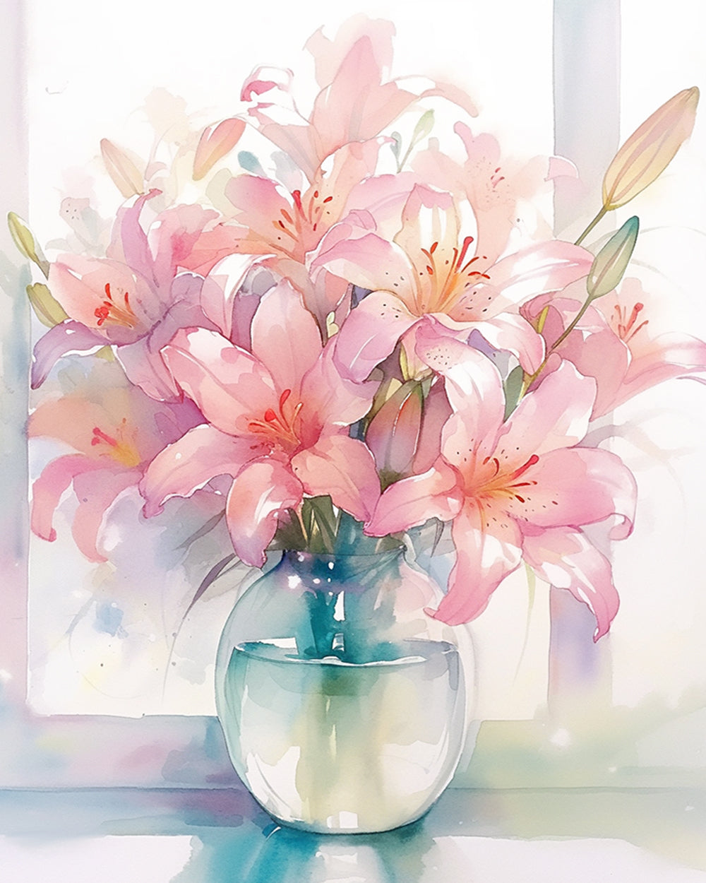 Gentle pink lily cross stitch kit for beginners