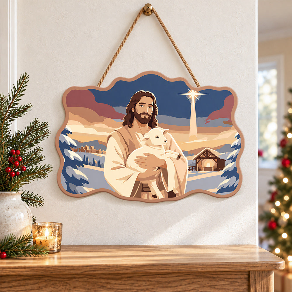 Gentle shepherd peace paint by numbers door hanger as indoor wall decor