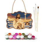 Gentle shepherd peace paint by numbers door hanger with paints and brushes