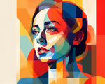 Geometric abstract portrait cross stitch kit for beginners