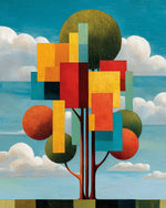 Geometric abstract tree cross stitch kit for beginners