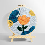 Geometric orange tulip punch needle kit for beginners