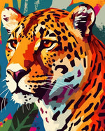 Geometric pop‑art leopard cross stitch kit for beginners