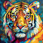 Geometric pop art tiger face cross stitch kit for beginners
