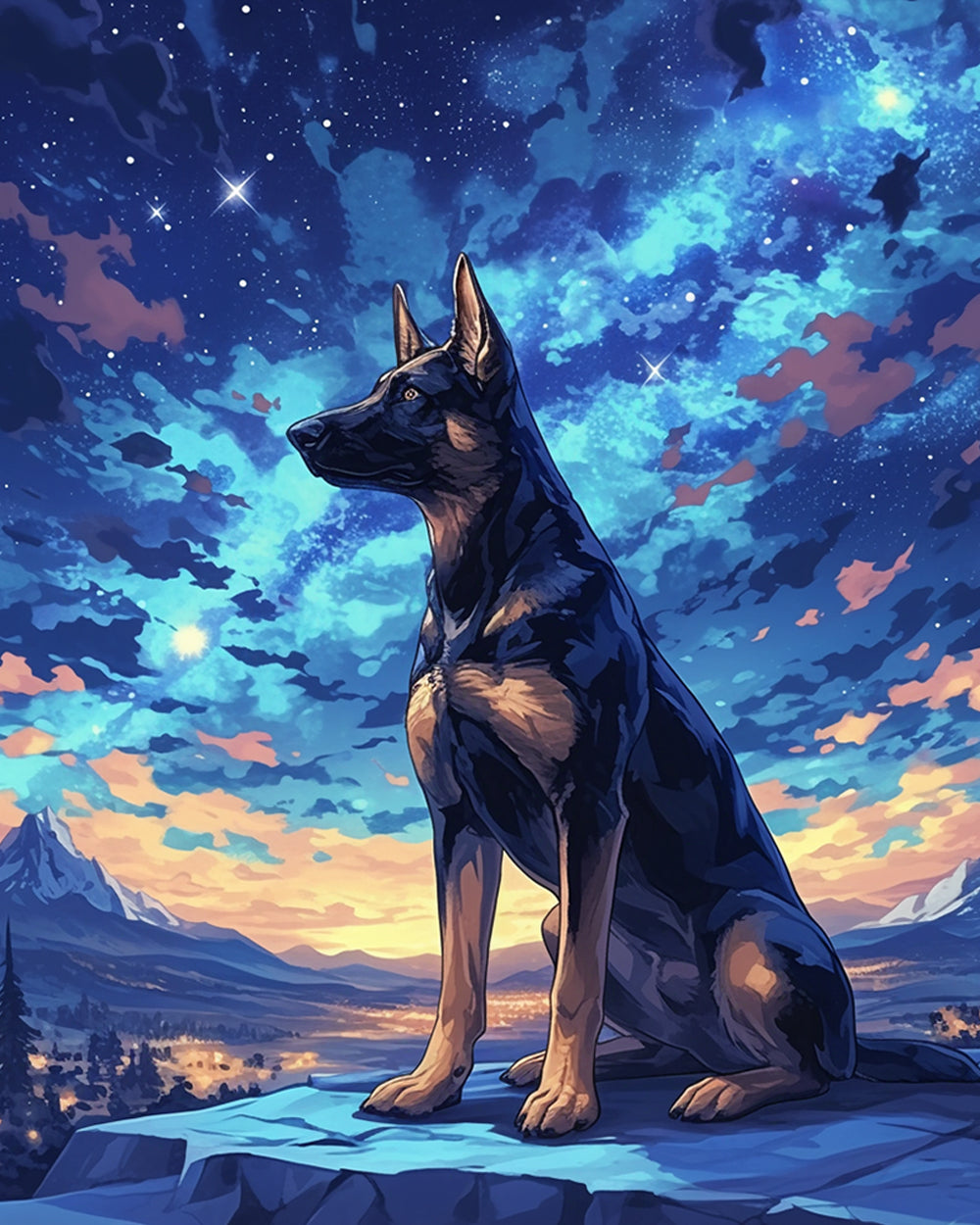 German shepherd overlook valley cross stitch kit for beginners