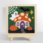 Ghost at mushroom house punch needle kit for beginners