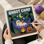 Creating handmade ghost camp hammock time punch needle artwork
