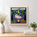 Finished ghost camp hammock time artwork displayed on a wall