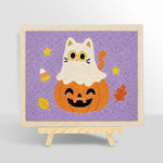 Ghost cat on pumpkin punch needle kit for beginners