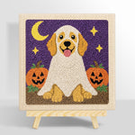 Ghost dog with pumpkins punch needle kit for beginners