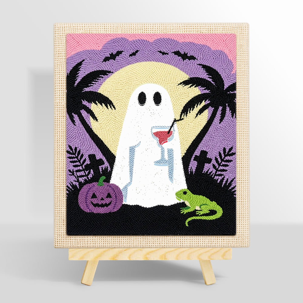 Ghost enjoying tropical night punch needle kit for beginners