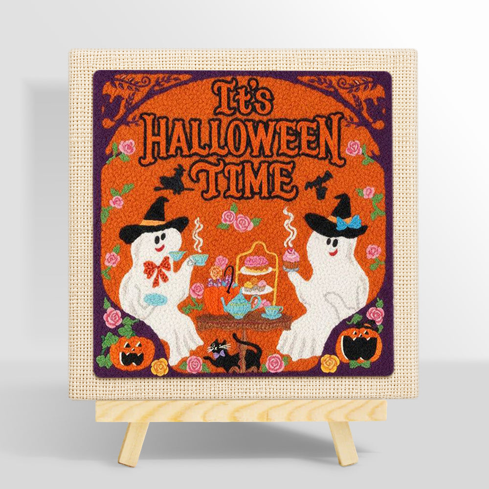 Ghost halloween tea party punch needle kit for beginners