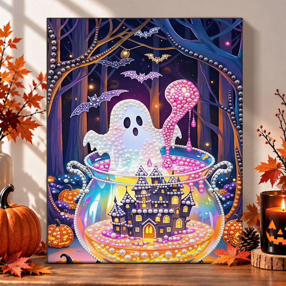 Ghost in magic cauldron pearl diamond painting kit for beginners