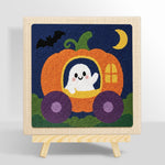 Ghost in pumpkin carriage punch needle kit for beginners