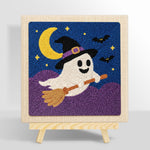 Ghost on broomstick punch needle kit for beginners
