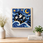 Finished ghost pirate ship artwork displayed on a wall
